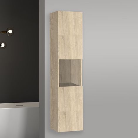 Aica Sanitarios Armario auxiliar de baño, 30 x 30 x 131.5 cm,color roble (1/5)
