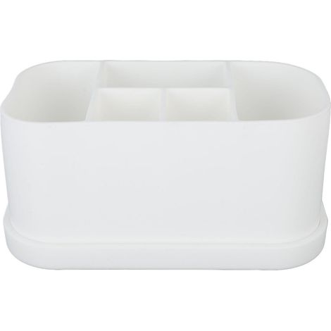 Porte-brosse à dents et dentifrice en silicone, multifonctionnel, 5 emplacements avec trous de drainage, organisateur de comptoir de salle de bain pour produits cosmétiques et de soins de la peau, bla (1/5)