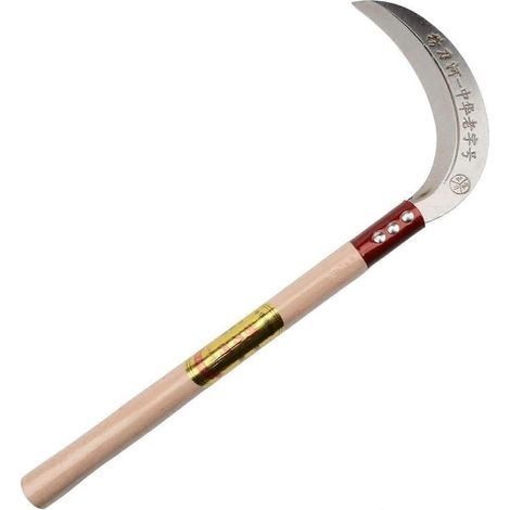 Faucille de sécurité portable multifonctionnelle avec lame en acier au manganèse et manche en bois dur (Couleur : argent, Taille : 44 x 18 cm) (1/4)