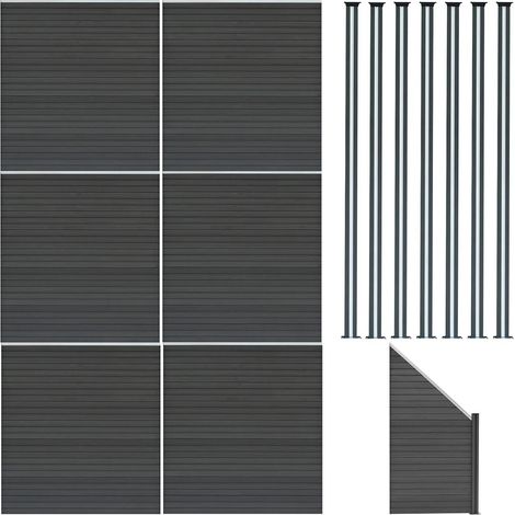 Composite Fence Panels x 6 Angled Piece & 8 Metal Posts 6ft