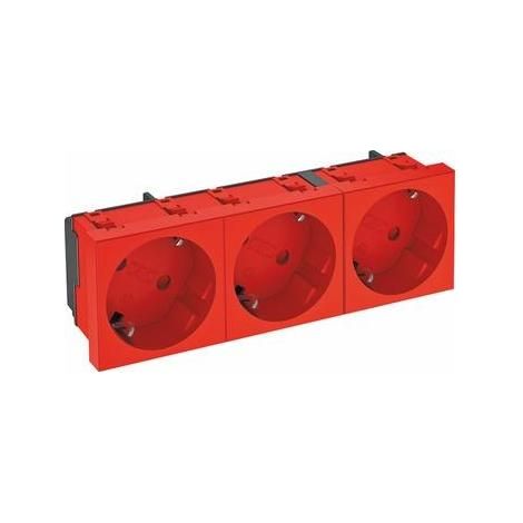 OBO Bettermann Steckdose 33°, 3-fach Schutzkontakt 250V, 10/16A Polycarbonat signalrot RAL 3001, 6120129 (1/5)