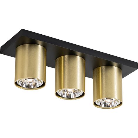 Moderner Deckenstrahler Schwarz mit Gold 3-flammig – Tubo