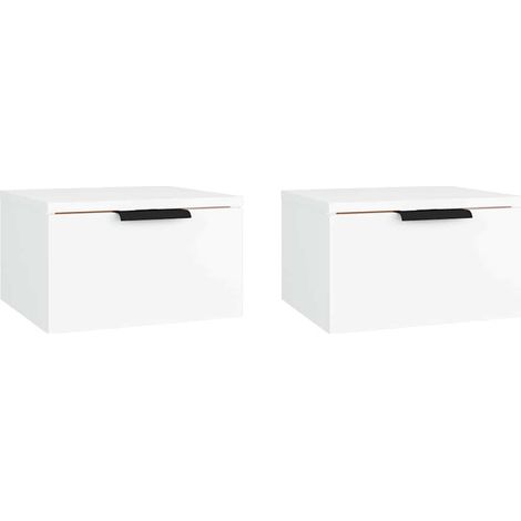Maison Exclusive - Mesitas de noche de pared 2 uds blanco 34x30x2 (1/5)