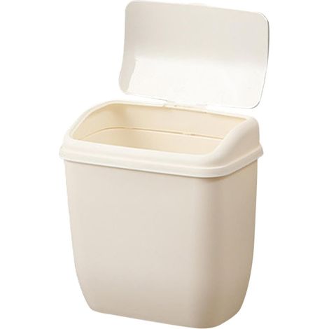 Poubelle Murale Blanche en Plastique Couvercle, Seau Suspendu Cuisine pour Solutions de Recyclage, Poubelle Couverte Évitant le Contact Direct, Salle de Bain (1/5)