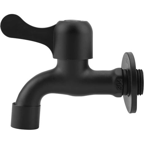 Accesorios de baño, grifo de pared negro, grifo exterior de acero inoxidable 304 de apertura rápida para agua de jardín. (1/5)