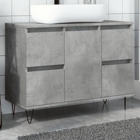 Armoire salle de bain,Meuble de salle de bain gris béton 80x33x60cm bois d'ingénierie CFW56034 (1/5)