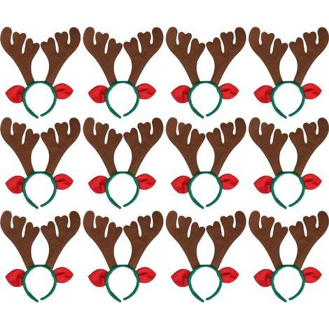 Lot de 12 serre-tête bois de renne, tissu non tissé, taille unique, pour Noël, fête, anniversaire (1/5)