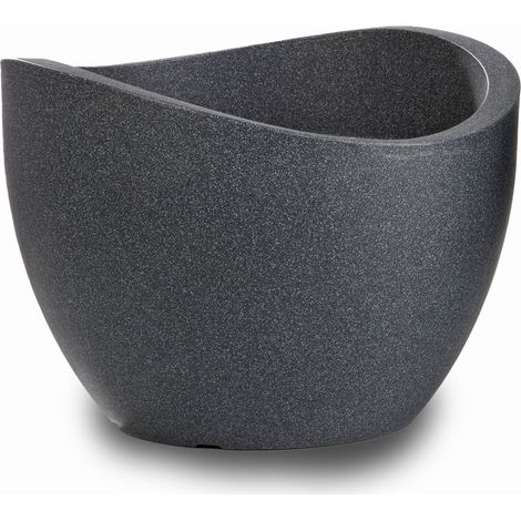 Scheurich Wave Globe 60, Pflanzgefäß/Blumentopf/Pflanzkübel, rund, aus Kunststoff Farbe: Schwarz-Granit, 59,5 cm Durchmesser, 44,5 cm hoch, 68 l Vol.