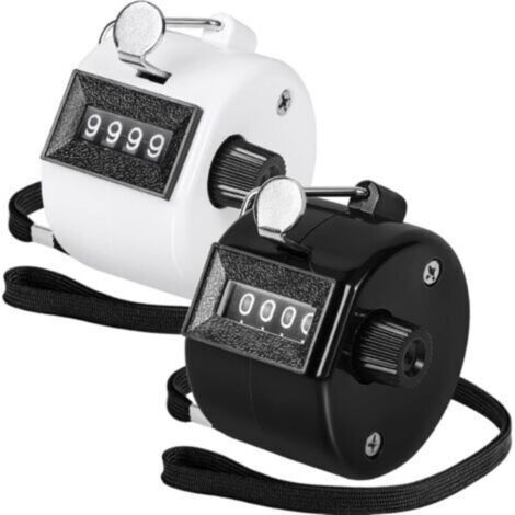 Compteur Manuel, Compteur à 4 Chiffres, 2 pièces ABS Counter Clicker avec Sangle de Cou pour Compteur de Personnes, Coaching, Tricot, Golf et Compteur de Lignes. (1/5)