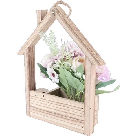 Panier suspendu de fleurs artificielles, jardinière murale décorative unique avec fleurs artificielles pour la maison et le salon (1/5)