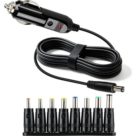 12V 5A Chargeur Allume‑Cigare Universel avec 8 Connecteurs, Prise DC 5,5 x 2,1 mm pour Lecteur DVD, GPS, Routeurs, Haut‑Parleurs, Ventilateurs, Caméras, Câble D’Alimentation 1,2 m (1/5)