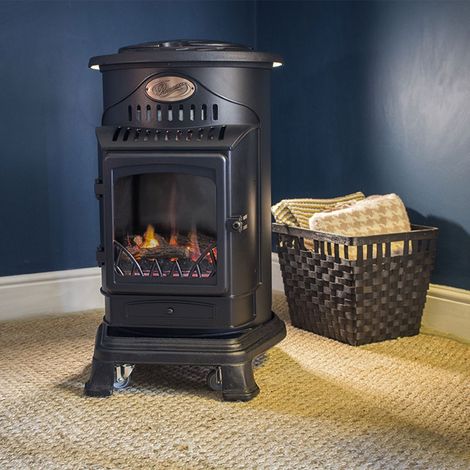 Universal – Poêle à gaz 3,4 kW noir mat – Fonte véritable – Autonomie 60h – Compatible butane 6/13 kg – Installation rapide sans conduit — vue 2
