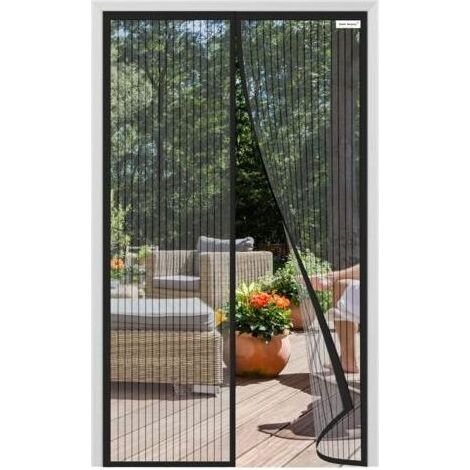 Rideau moustiquaire, moustiquaire magnétique pour porte, rideau de porte anti-moustique, pour couloirs, portes, terrasses, joint d'étanchéité facile à installer, blanc 100210cm une pièce (1/2)