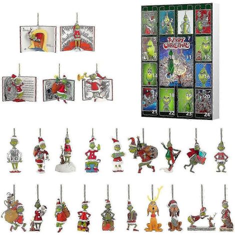 Boîte surprise compte à rebours de Noël, calendrier de l'Avent 24 jours, pendentif sapin de Noël, boîte surprise Grinch