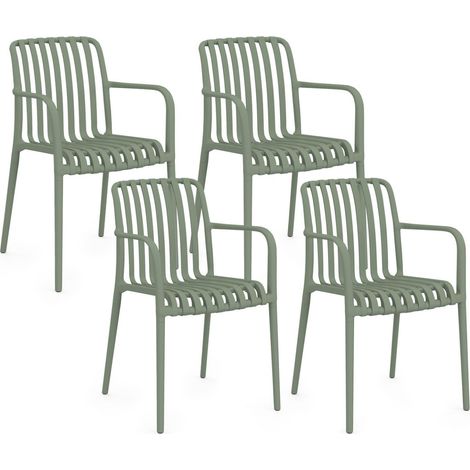 Lot de 4 chaises de jardin empilables BILBAO en polypropylène vert (1/5)