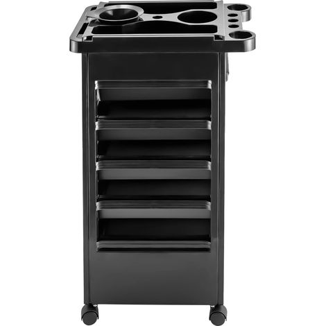 Chariot de Salon, Rangement à 5 Niveaux, Design Roulant, noir (1/2)
