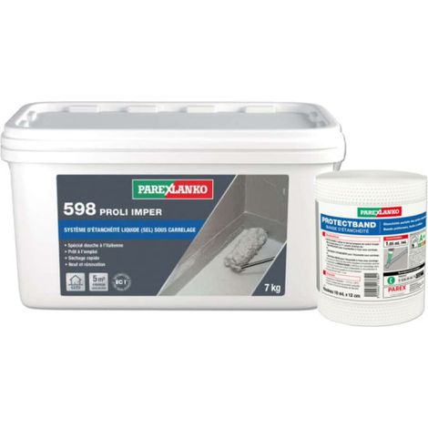 Pack PAREXLANKO - Flüssiges Abdichtungssystem 598 Proli Imper- 7kg - Protectband Abdichtungsband - 10M (1/5)