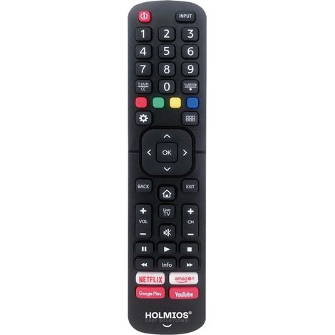 HOLMIOS Télécommande universelle pour Hisense Smart TV (2xLR03/AAA non inclus) couleur noire