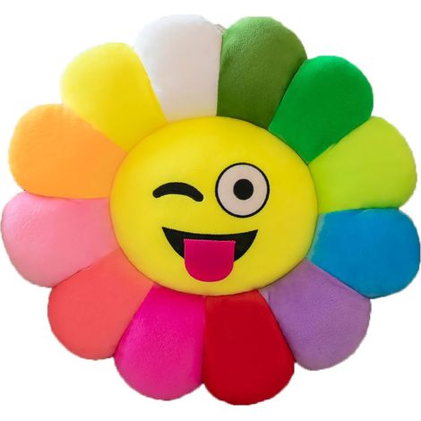Coussin tournesol coloré, motif floral de dessin animé, coussin en tissu pour canapé de bureau, type 5