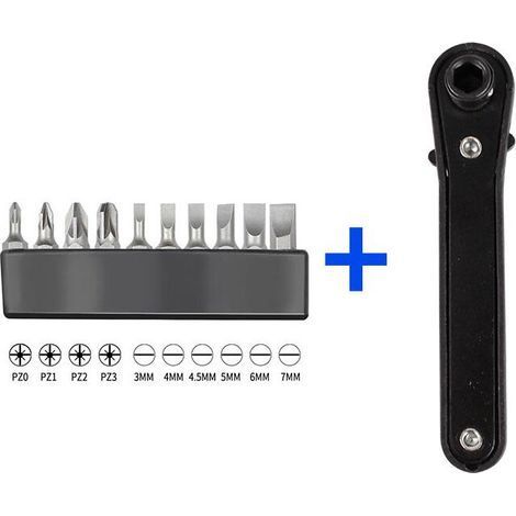 Jeu de tournevis à angle droit, 4 embouts Torx + 6 embouts de longueur standard (1/4)