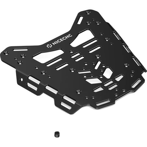 Portapacchi posteriore in alluminio ad alta resistenza, design multifunzionale, colore nero. (1/2)