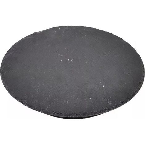TRADE SHOP - Vassoio Tondo In Ardesia Girevole Tagliere Nero ø30cm Pietra Naturale Da Sushi Ristorante -