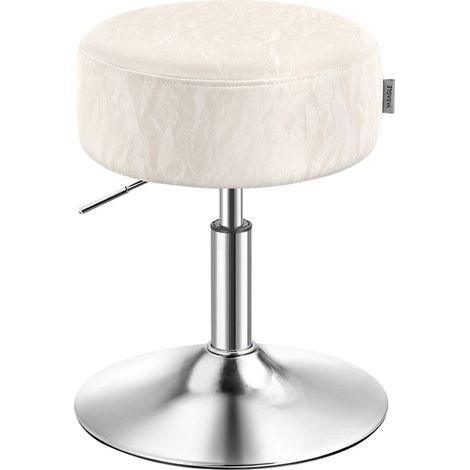 Tabouret de maquillage réglable en hauteur pivotant à 360 degrés en PU coussin épais tabouret de coiffeuse pour chambre cuisine salle à manger moderne blanc (1/5)