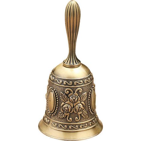 Cloche et heurtoir de jardin,Clochette, clochette, cloche de service de restaurant, clochette de table clochette classique pour l'école, dîner de réception, service hôtelier, bronze, 5,5 x 5, (1/4)