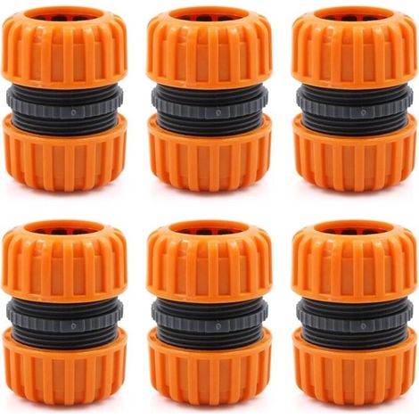 Kit de réparation de tuyau d'arrosage - 6 pièces pour raccorder 19 mm (3/4"), pour un raccordement facile et rapide ou un tuyau de réparation sans outils, jaune (1/5)