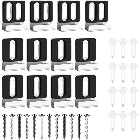 12 clip metalliche per il montaggio a parete, ganci per cornice in acciaio inossidabile e staffe di montaggio senza cornice resistenti. (1/5)