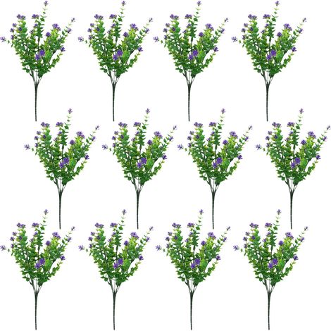 12 pièces (Eucalyptus Camélia Violet) Fleurs artificielles d'eucalyptus camélia, gypsophile artificielle, bouquet de roses d'eucalyptus à sept branches (Frais d'emballage + 0,3 yuan par ensemble) (1/2)