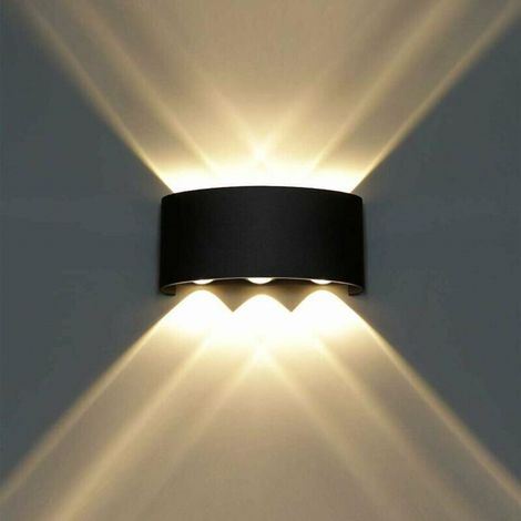 Applique murale LED intérieure/extérieure, étanche IP65, applique murale moderne (6W - Noir - Lumière blanc chaud) (1/5)
