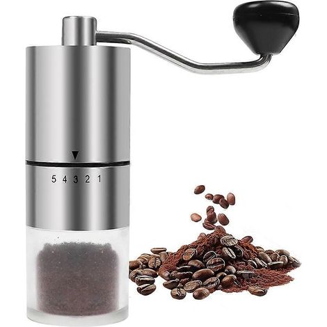 Moulin à café manuel portable avec mouture réglable pour expresso, cafetière à piston et café filtre, idéal pour la maison, le bureau et les voyages.-AquaForge (1/5)