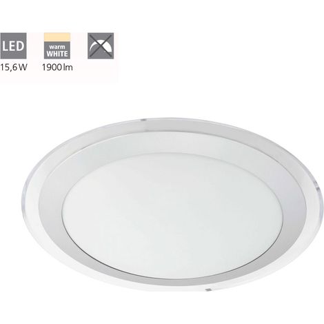 Eglo Competa 1 Plafonnier Led 1 Ampoule, Matériau : Acier et Plastique, Couleur : Argenté, Blanc, Ø : 33,5 cm (1/4)