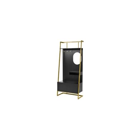 Armoire compacte et minimaliste moderne, meuble de rangement ouvert multifonctionnel avec miroir, crochets métalliques, porte-manteau avec banc à chaussures, armoire, rangement à chaussures, portant à
