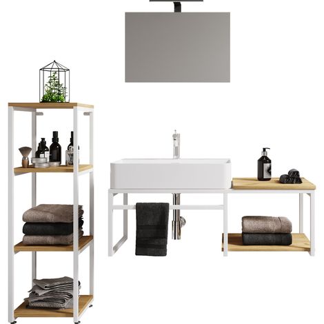 Meuble bogue, lavage Bitila 0 Blanc/Hong Eiche