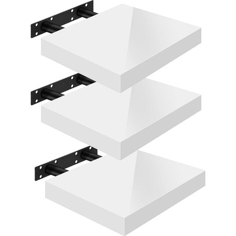 Lot de 3 Étagère Murale WOLTU, Tablette Murale, Étagère à Livres, Panneau de Bois, 30x22, 9x3, 8cm, Blanc, RG9489ws-3