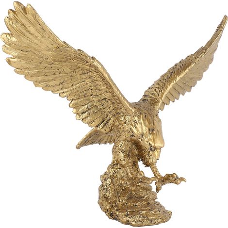 Statue d'aigle en résine décorative réaliste pour salon bureau étagère - Figurine d'aigle de luxe pour décoration intérieure (1/5)