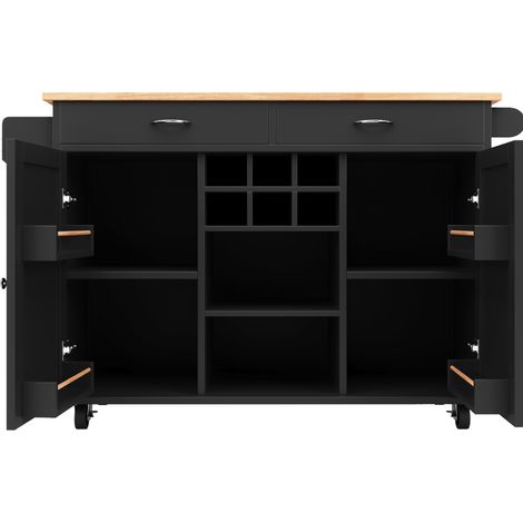 Isla de cocina moderna 102 x 45 x 92 cm negra con almacenaje, MDF y metal (1/5)