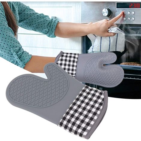Hitzebeständige Küchenhandschuhe aus Silikon und Baumwolle, für Haushalt, Bäckerei und Gastronomie. (1/5)