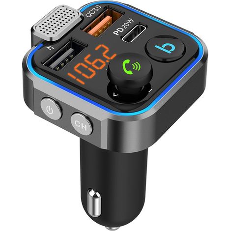 BT23 Auto-MP3-Player mit Bluetooth 5.0, Ein-Knopf-Bass, QC3.0-Schnellladefunktion, PD20W-FM-Transmitter – Gunmetal-Beschichtung (1/3)