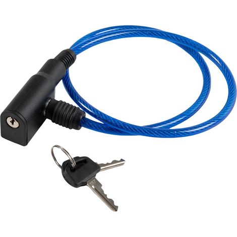 Antifurto a cavo per bicicletta in acciaio blu rivestito in pvc - dimetro 6 millimetri e lunghezza 650 millimetri - con serratura