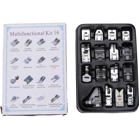 Juego de 16 prensatelas para máquina de coser, accesorios de costura multifuncionales y duraderos.