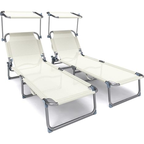 VOUNOT Sdraio da Giardino Pieghevole, Set di 2 Lettini Prendisole, Beige
