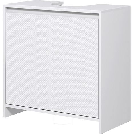 Weißer 2-türiger Waschtischunterschrank 60x30x60 cm mit verstellbarem Einlegeboden