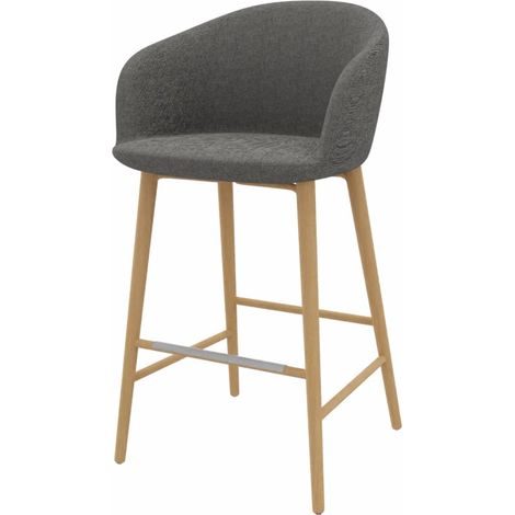 Tabouret en tissu avec pieds bois massif Elton