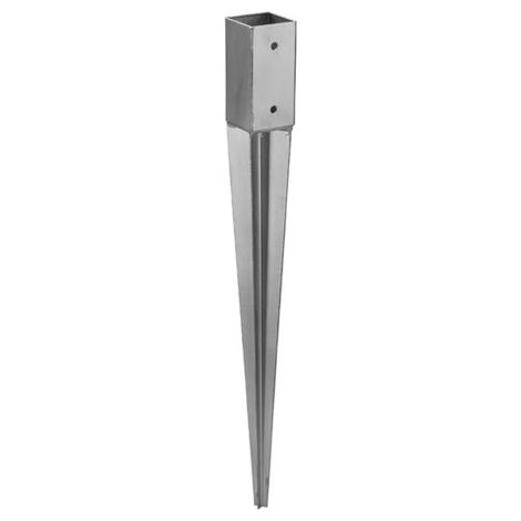 Supporto palo a picchetto zincato 7x7 cm, portapilastro da interrare per recinzioni e strutture in legno - Esterni da Vivere