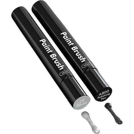 Kit de retouche peinture pour rayures de voiture - Stylo applicateur pinceau - 2 pièces - Argent (1/5)