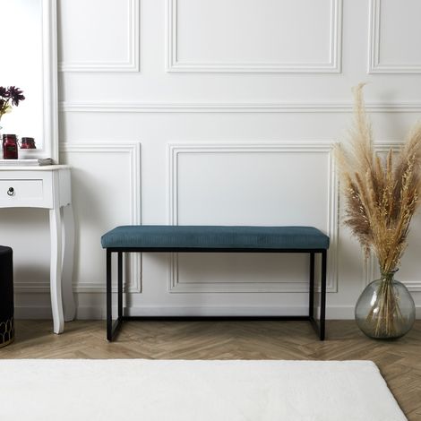 Banc - HOME DECO FACTORY - Giulia - Velours - Bleu (1/9)