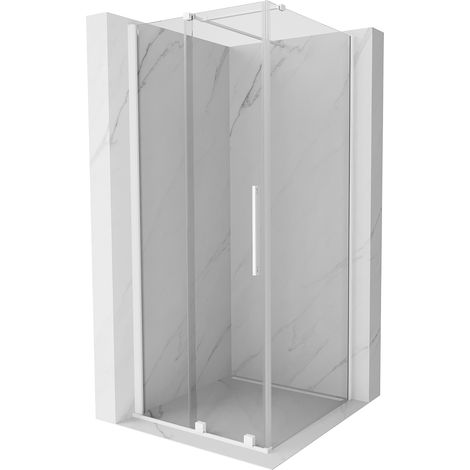 Mexen Velar ausziehbare Duschabtrennung 90 x 90 cm, transparent, Weiß - 871-090-090-01-20 (1/5)
